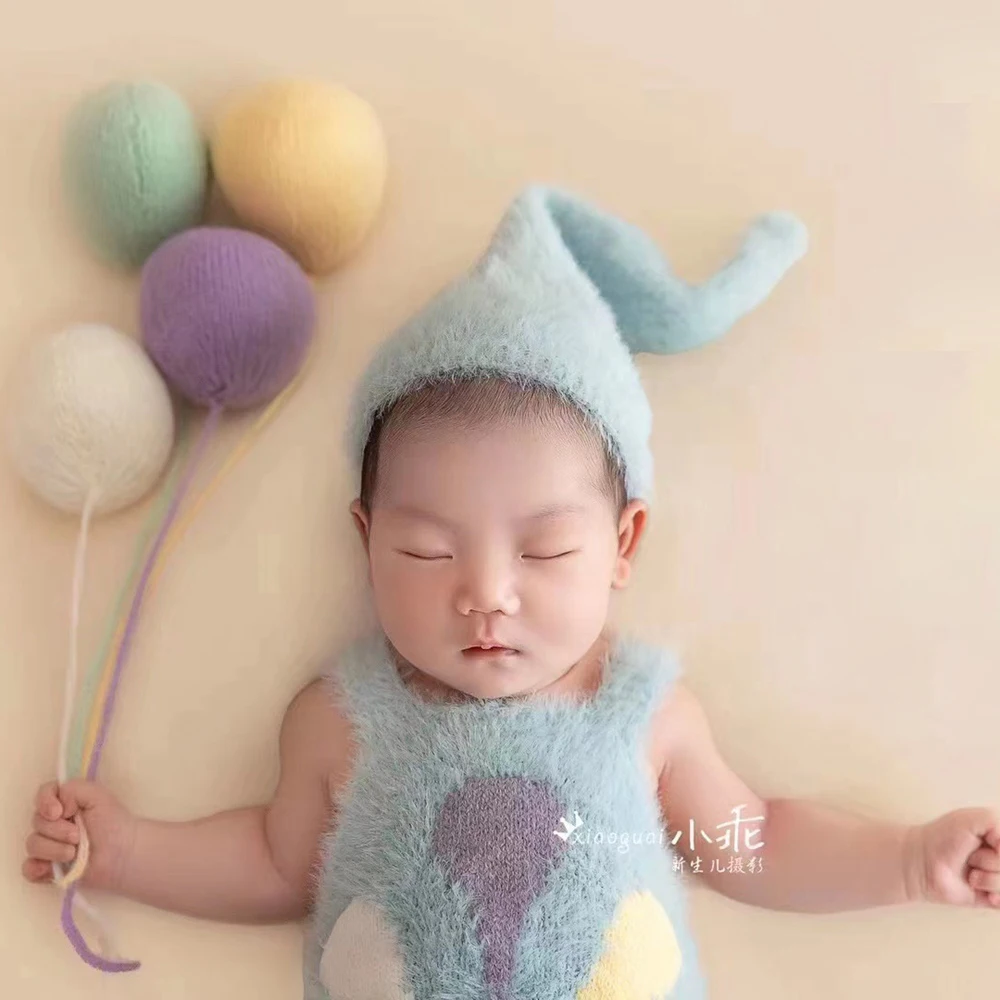 Bear Newborn Photography Outfit Knitted Newborn Boy Photoshoot Outfit Baby Boy Accessories Baby Costume Shooting Accessories