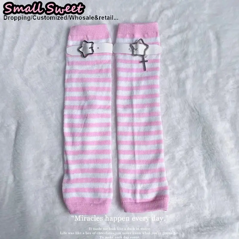 المرأة محبوك القوطية لوليتا Y2k الفتيات لوليتا JK القوط شريط غطاء للأكمام نصف إصبع مدفئات للذراع أصفاد المعصم الدفء قفازات