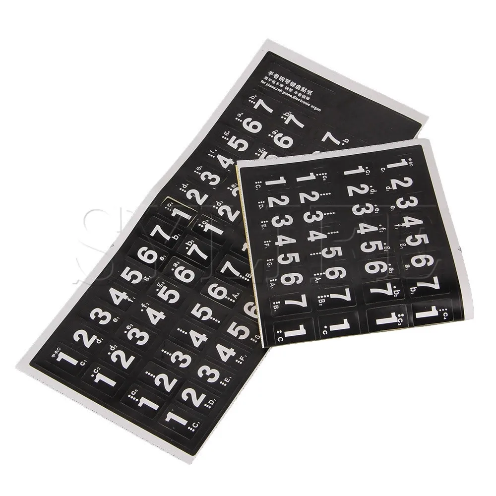 

2pcs 24x14mm Black Labels White Letters Piano Keyboard Stickers 56 Labels