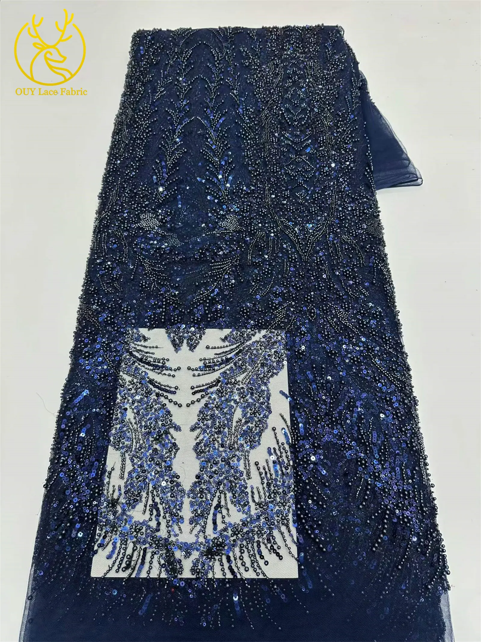 Modischer französischer Mesh-Spitzenstoff mit Perlen, 2026 Neues Design, afrikanischer Pailletten-Spitzenstoff, nigerianischer Tüll-Spitzenstoff für Hochzeitskleider – Detail 22