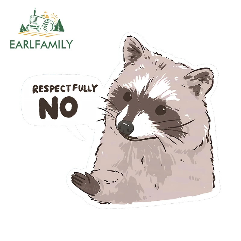 EARLFAMILY 13cm X 11.7cm for Raccoon Respectfully No Car Stickers Simple Creative Decals Waterproof Car Accessories Vehicle