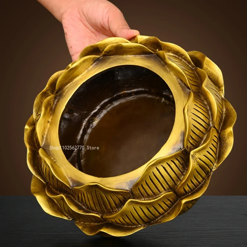 Imitation Ancient Yellow Copper Lotus Incense Burner Home Indoor Worship Buddha Aromatherapy Stove Joss Stick /Incense Coil Tool