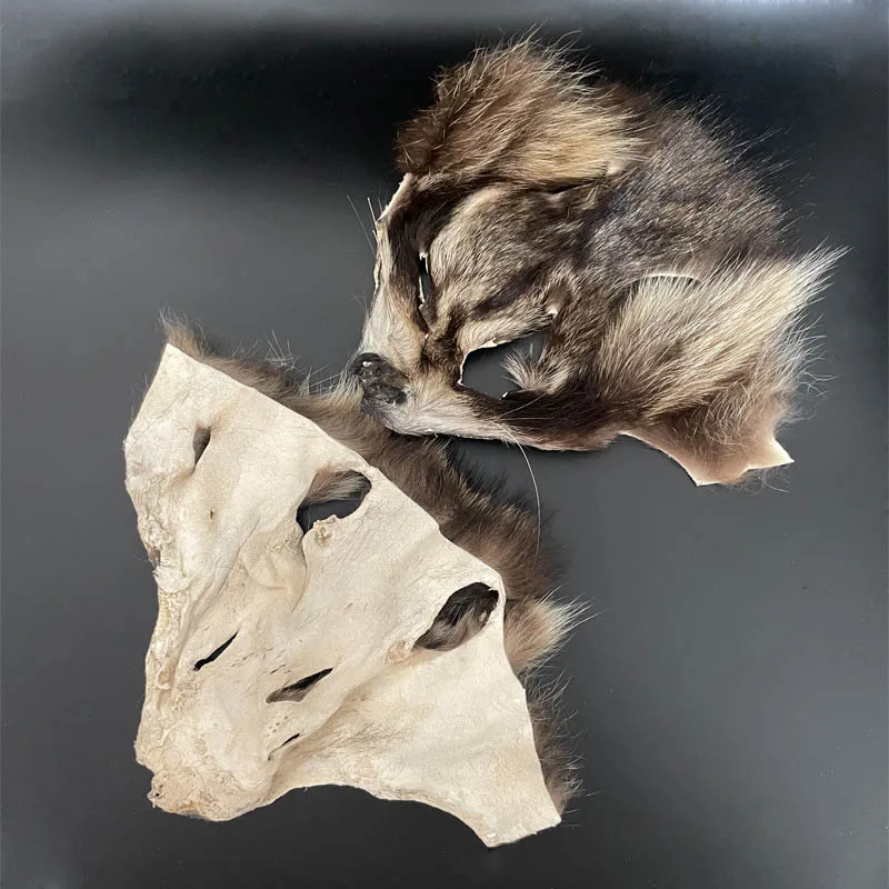 CONTEMPLATOR 2pcs Fly Tying Raccoon Mask&Tail Fur For Tying Bass Saltwater Trout Flies Streamer Salmon Tailing Winging Materials