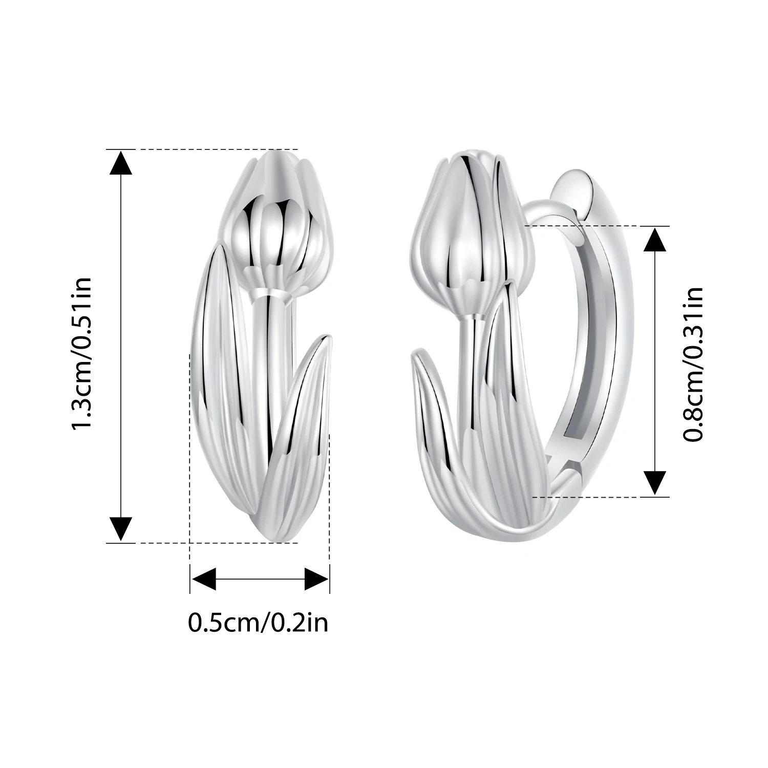 WOSTU 925 Sterling Silver Tulip Earrings Opening Ring Set