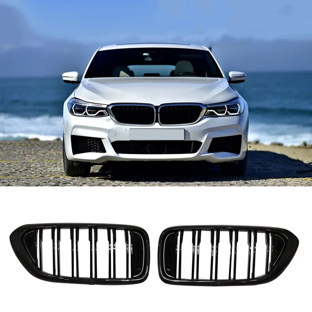 Auto Two Fin Grille  Front Bumper Grill For BMW 6 Series GT G32 640i 630i 2018 Carbon Fiber