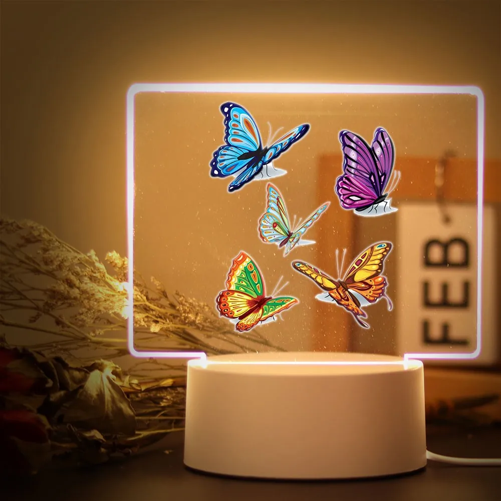 Beautiful butterflies 3d Illusion Night Lamp for Table Desk Decor the Boys Girls Birthday Gift