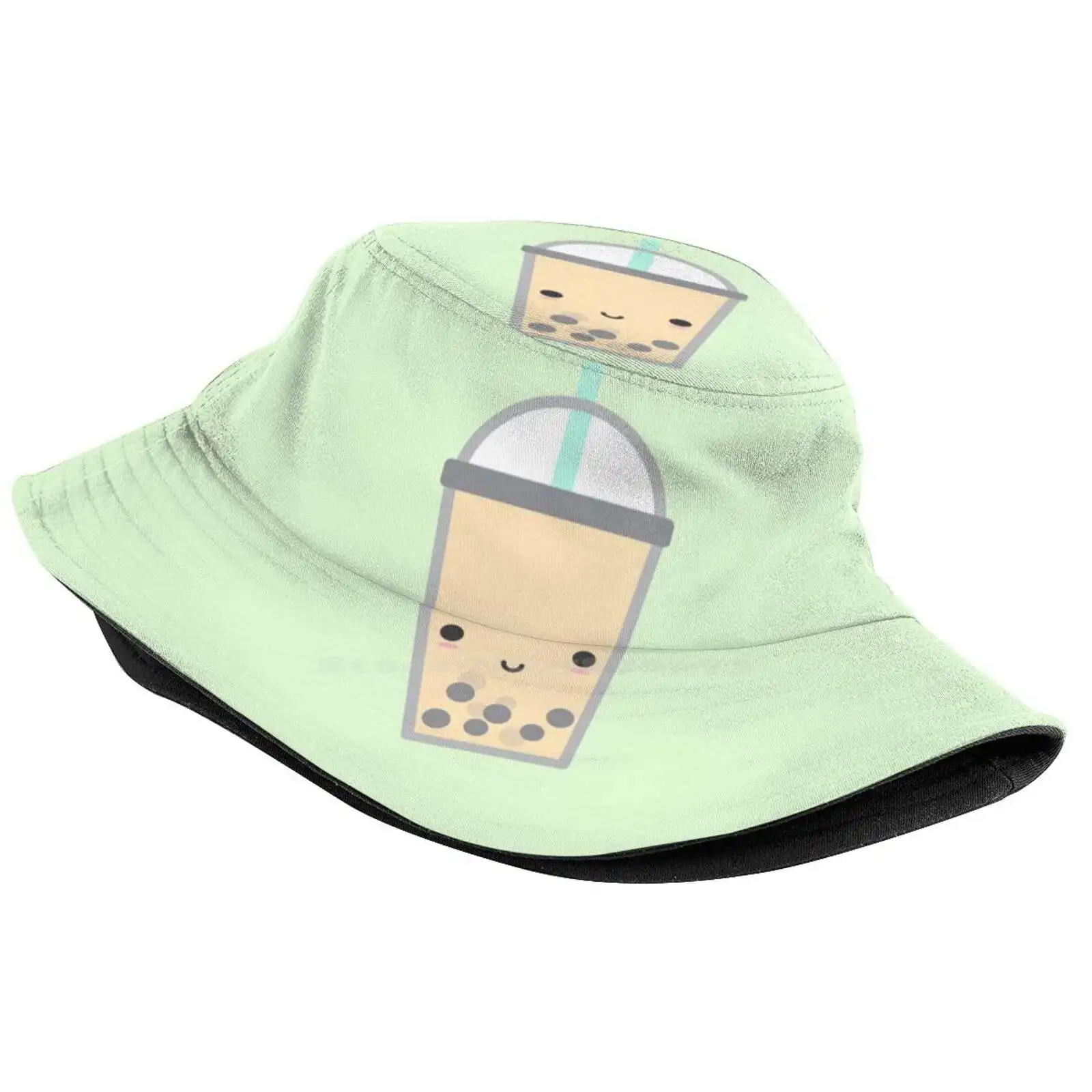 Cute Bubble Tea (Boba) Sun Cap Fisherman Hat Bucket Hats Cute Bubble Tea Chibi Kawaii Bubble Tea Graphic Tea Tea Lover Cute