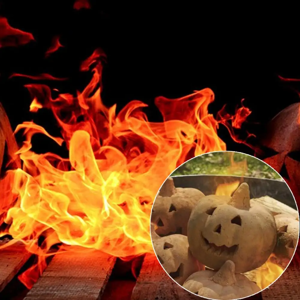 Heat-resistant Resin Pumpkin Realistic Flame Effect Pumpkin Safe Spooky Halloween Pumpkin Prop High Temperature for Flame