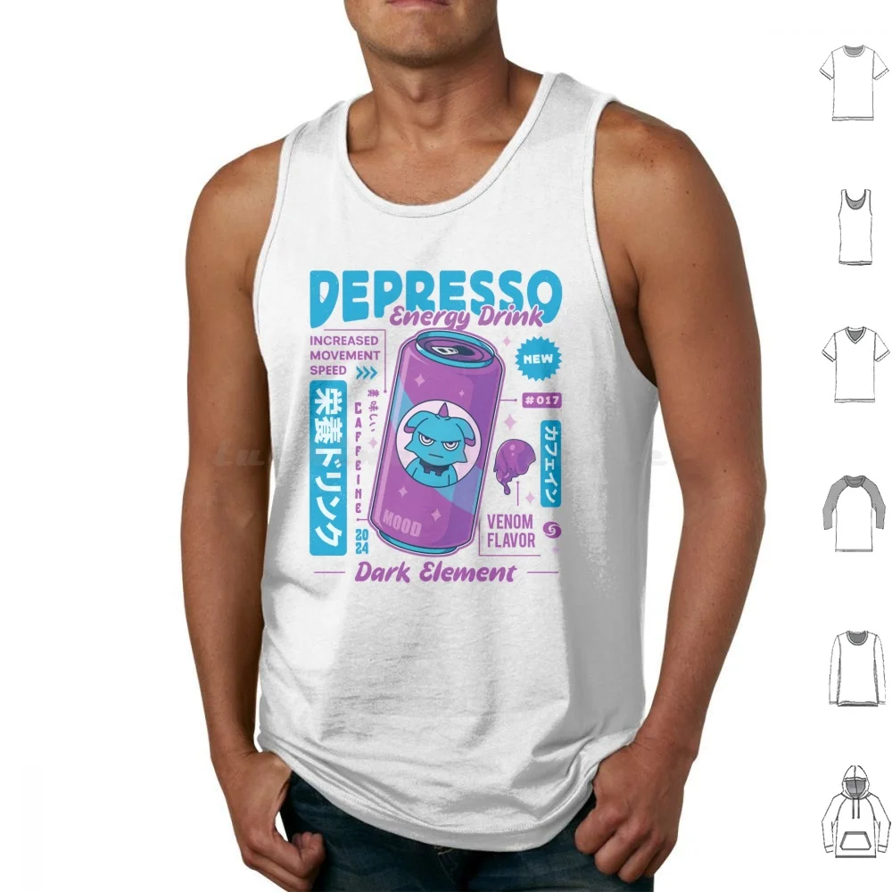 Depresso Energy Drink Tank Tops Print Cotton Palworld Pal World Depresso Game Gaming Video Game Gamer Survival Farming