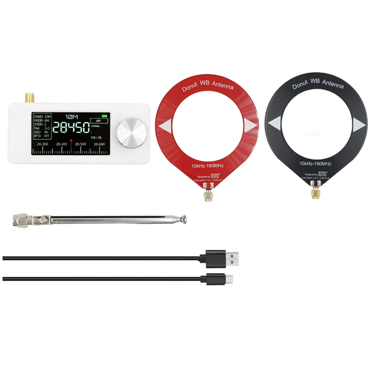 

ASJQ-SI4732 Mini Radio Receiver 10Khz-180Mhz AM FM Radio HF SW MW VHF with 3 PCS Antenna Mini Pocket Radio