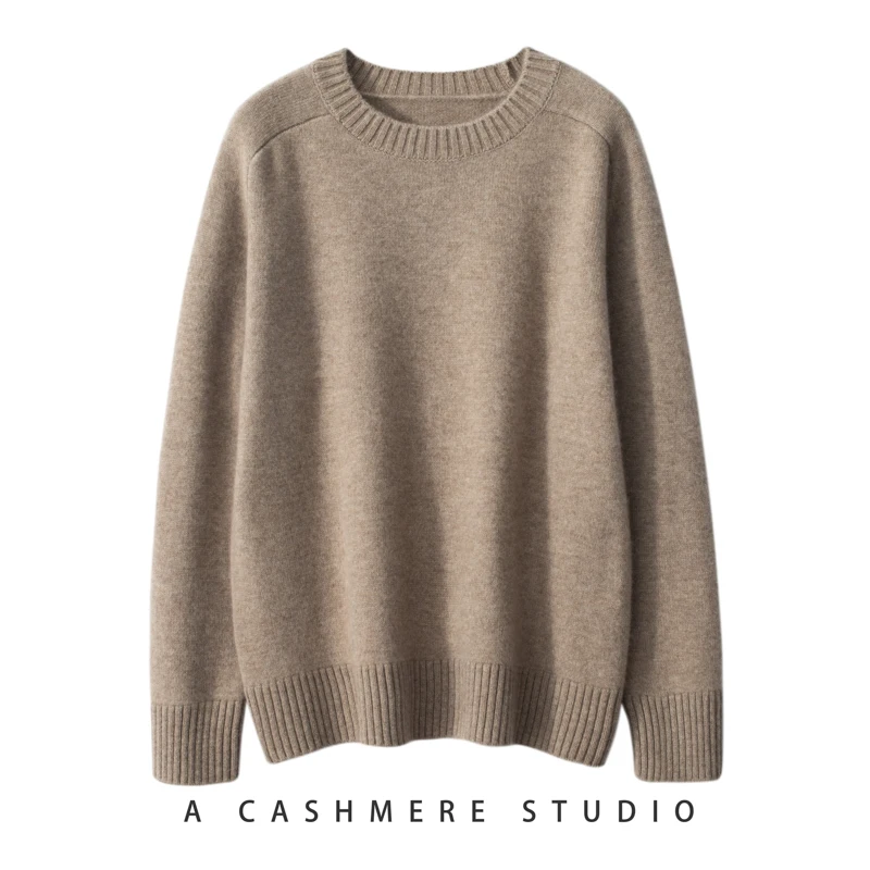 Hot Sale 2023 Autumn Winter New 100% Cashmere Sweater O-Neck Women\'s Thicken Warm Pullover Female Loose Knit Jumper Lady Tops