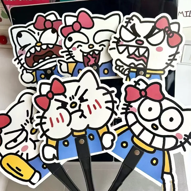

6 шт. Kawaii Sanrio HelloKitty вентилятор милый аниме комедийная серия летняя портативная переноска мультфильм забавная девушка фестиваль подарок на день рождения
