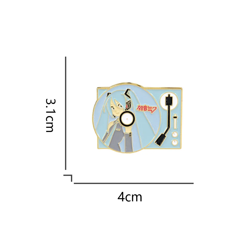 Double ponytail girl holographic projection virtual idol singer electronic music creation art design album fans metal badge pin
