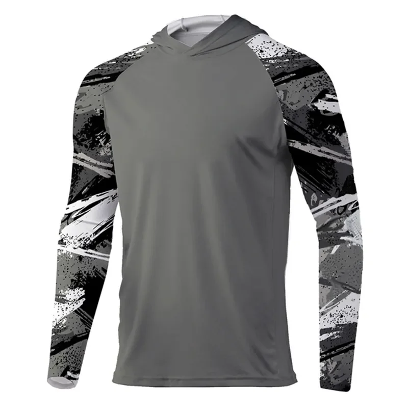 

2023 New Men's hooded Performance Fishing T-Shirt Outdoor Long Sleeve Mesh Apparel UV Protection Angling Clothing UPF 50+