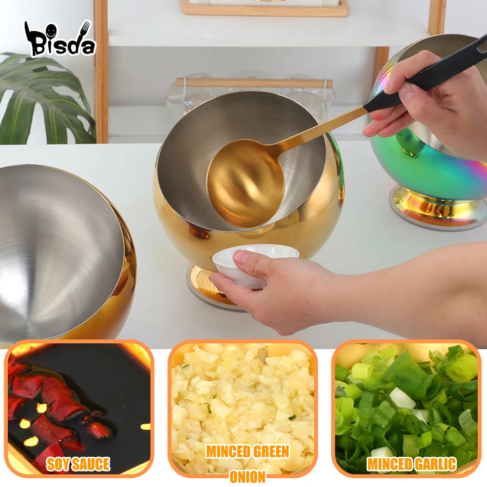 1Pc Stainless Steel Buffet Seasoning Bowl Kitchen Spice Soy Sauce Container Public Tool Slant Mouth Candy Nut Fruit Storage Jar