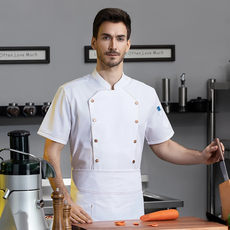 Master Chef Jacke für gehobene dehnbare und atmungsaktive Hotel küche Kleidung Food Service Kochen Uniform Restaurant Overalls