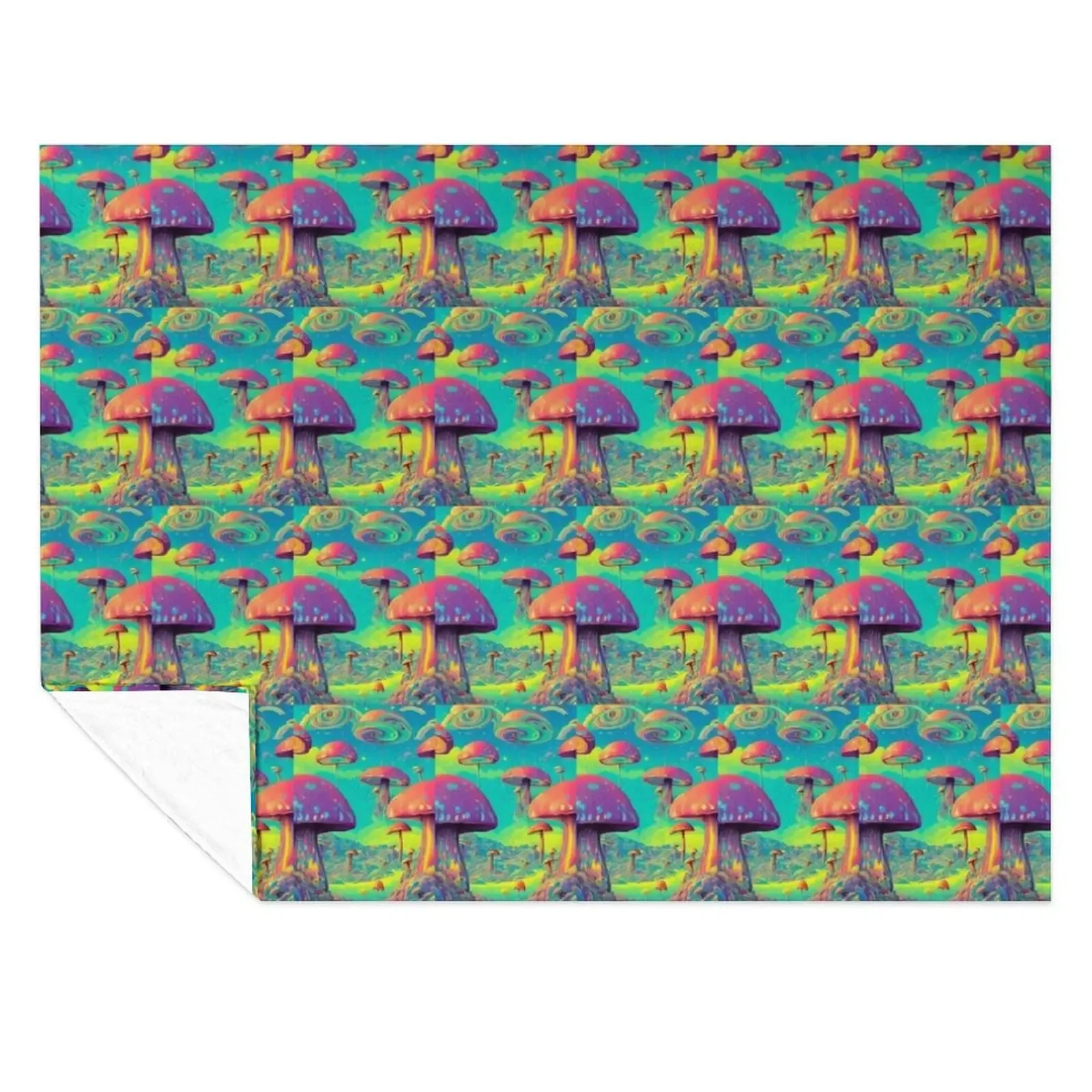 

Trippy Rainbow Mushroom Landscape Throw Blanket Decoratives Tourist Hairys Luxury Throw Blankets