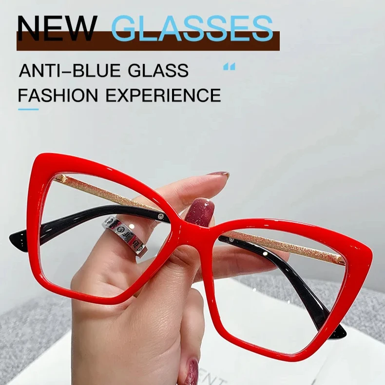 Anti-Blaulicht-Brille für Damen, Metall-Schmetterlingsrahmen, Harzgläser, leichte und ermüdungshemmende Brille für Damen
