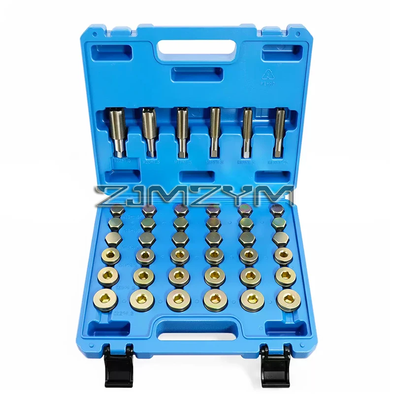64Pcs/114Pcs Oil Pan Drain Plug Repair Kit Thread Repair Tool Kit Drain Pans Auto Rethreading Tools Kit M13 M15 M17 M20 M22
