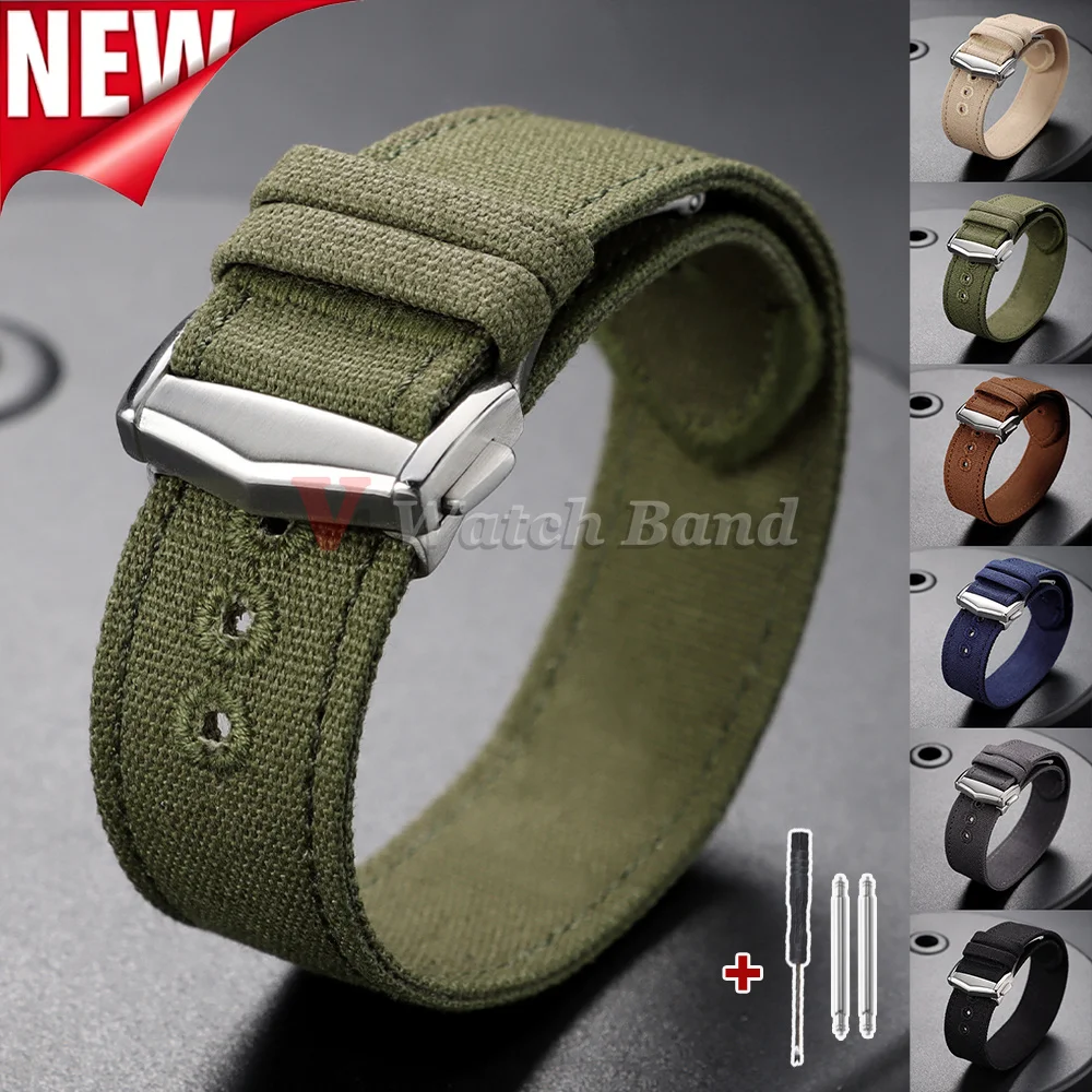 Bracelet en tissu de haute qualité 20mm 22mm, bracelet de montre militaire en nylon tressé monobloc pour Omega pour Seiko, accessoire de montre