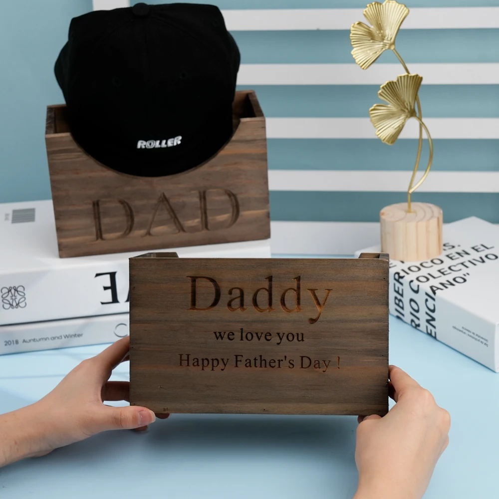 

Customize Text Hat Storage Rack for Baseball Caps Rustic Wooden Hat Holder Display Stand for Dad and Mens Father's Day Gift