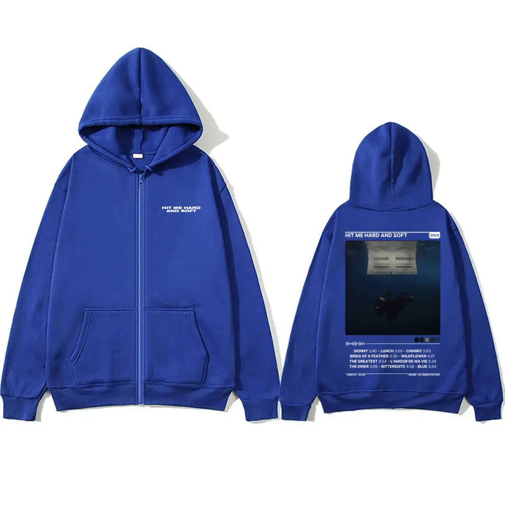 Hit Me Hard and Soft Double Sided Print Zipper Hoodie Male Loose Oversize Zip Up Hoodies Men Women Hip Hop Fashion Zip Up Jacket