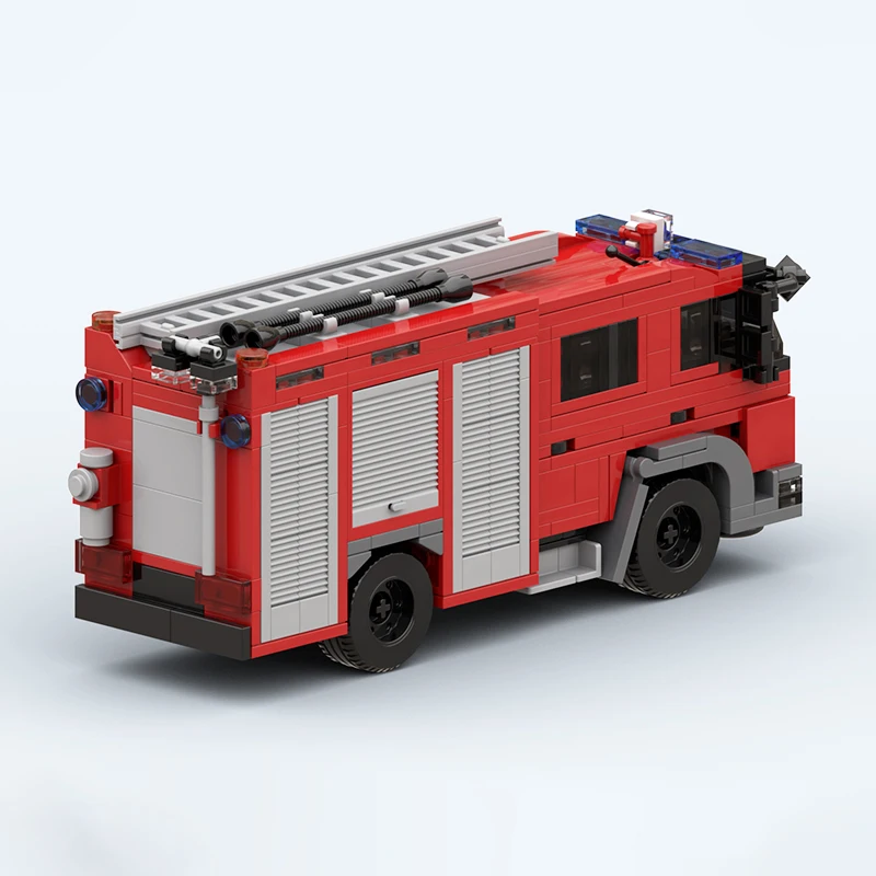 MOC-bloques de construcción de motor de bomberos urbano, Kits de modelos de bloques de construcción originales, rompecabezas DIY, juguete de exhibición, rompecabezas para niños, regalo