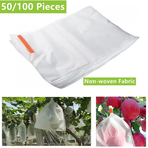 사과 야채용 부직포 원단 포도 보호 가방, 정원 과일 보호 가방, 조류 방지 곤충 장벽 파우치, 100 개, 50 개