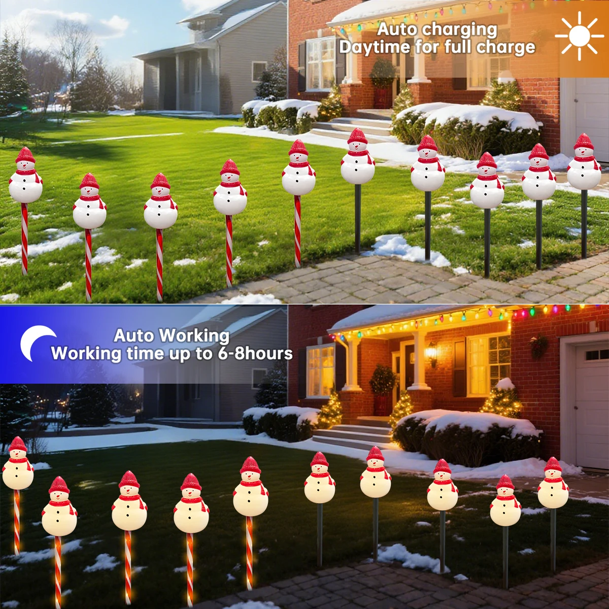 1 Set of 5 Solar Snowman Lawn Lights Holiday Atmosphere Lights With 8 Lighting Modes Suitable For Christmas Yard Garden Decor