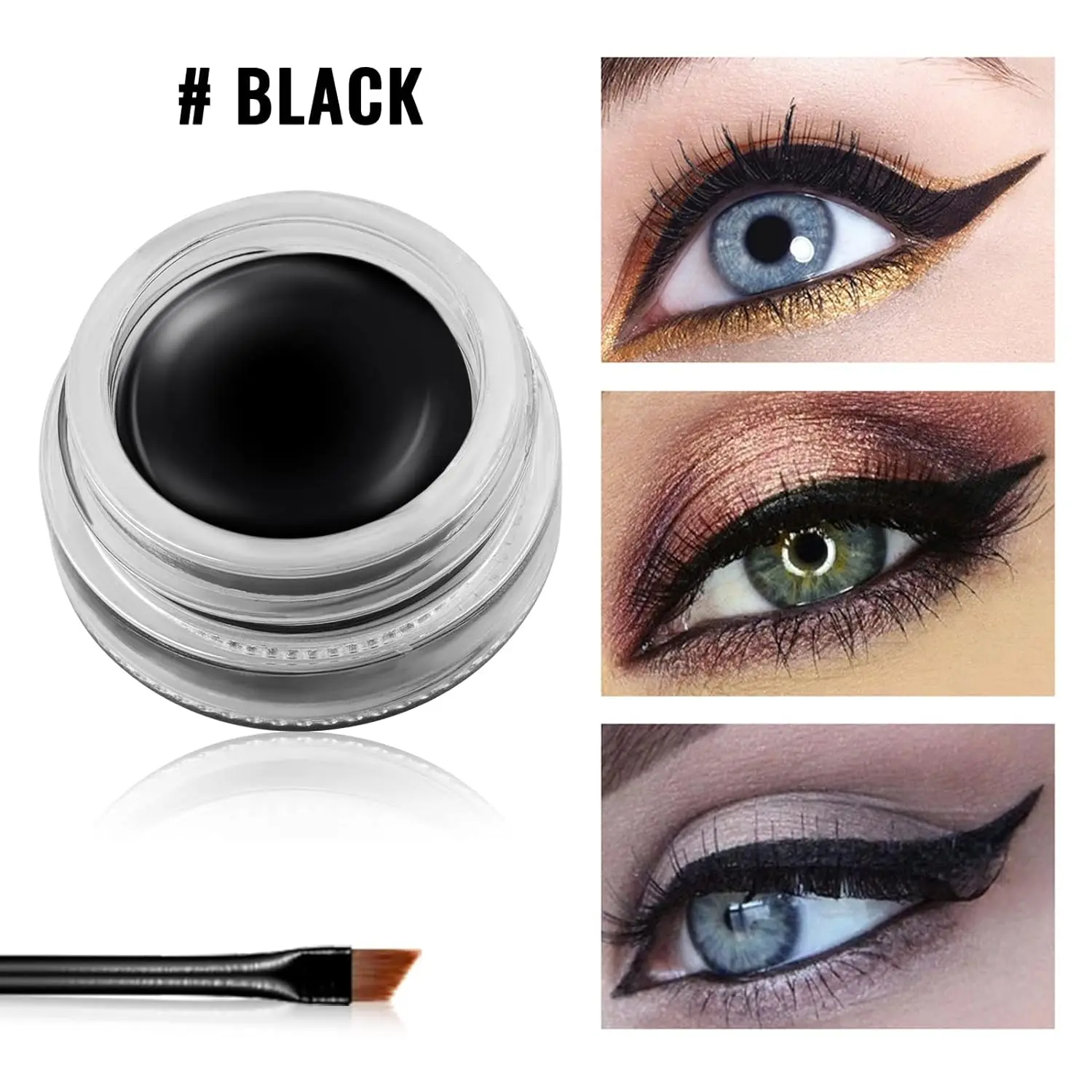 2Pcs Set Eyeliner Pen Bicolor Two Bottles Sweatproof Waterproof Not Easy Apply Suit Beginner Eyeliner Cream