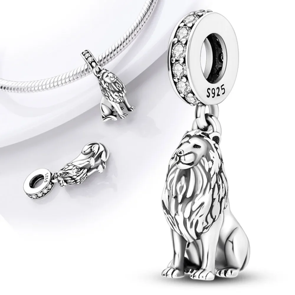 925 Sterling Silver Unicorn Elephant Rat Lion Leopard Dinosaur Bead Fit Pandora Women Charms Original Bracelets DIY Jewelry Gift