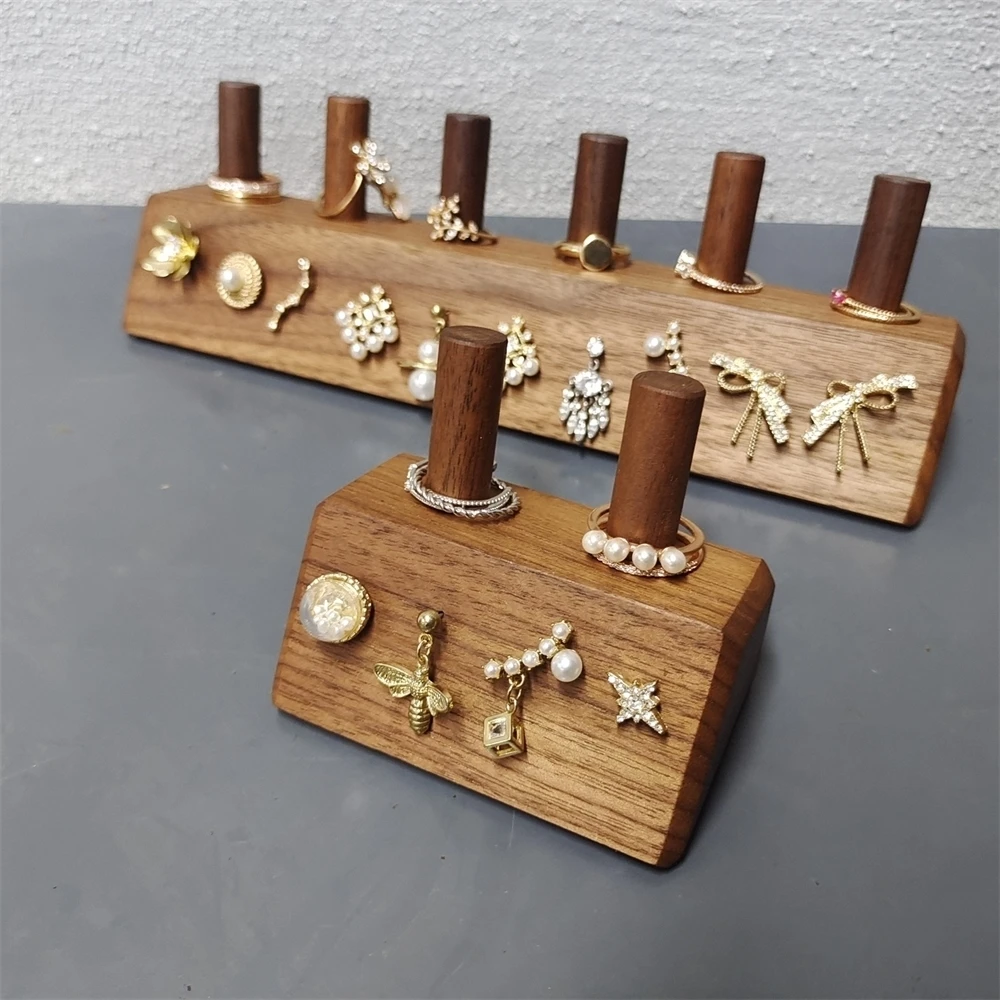 

Black Walnut Earring Display Tray Set Ear Nail Ring Bracelet Holder Hanging Shelf Table Ring Pallet Wooden Block Display Dish