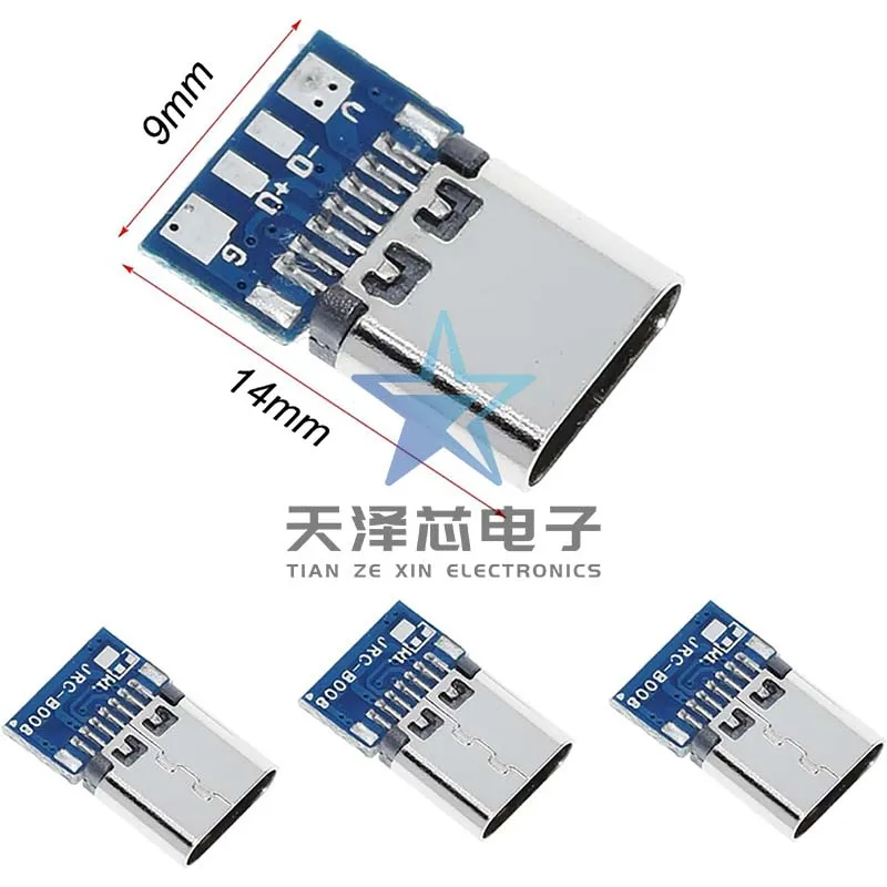 Double-Sided Forward and Reverse Plug Type-C Female Test Board Usb-3.1 Four Solder Joints with Pcb Board Female Connector