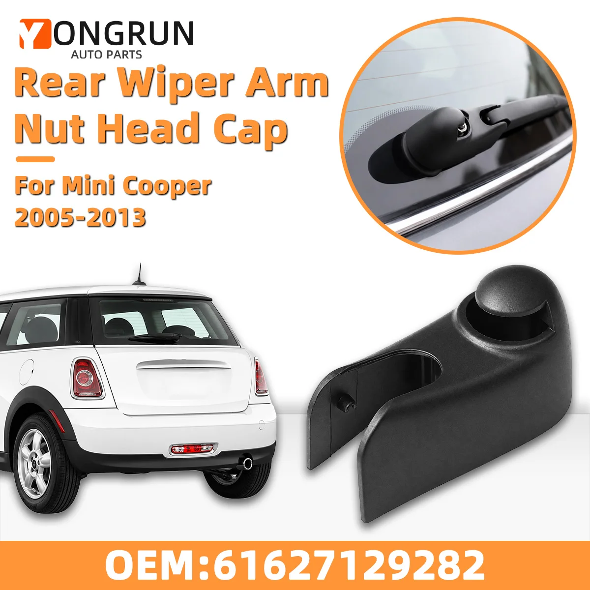 Mutterkappe für den Heckscheibenwischerarm, passend für Mini Cooper 2005-2013, Cooper Countryman 2011-2016, 61627129282, Außenzubehör – Detail 1