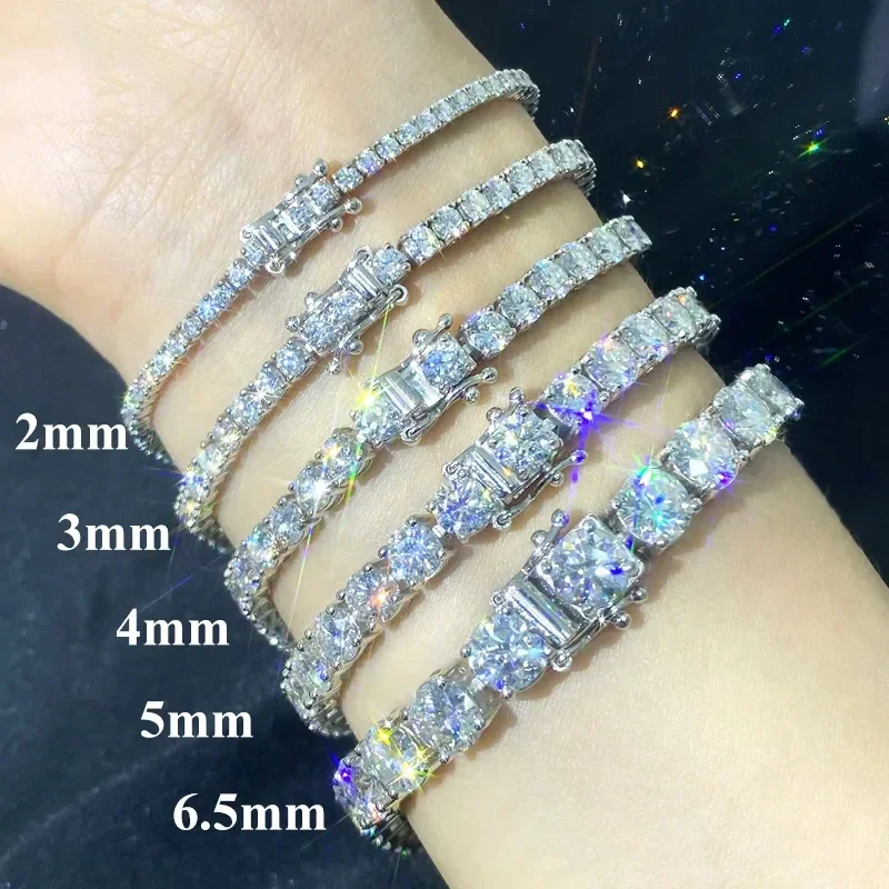 26.5mm Width 624 Inch Unisex Full Lab Created Moissanite Tennis Chain 925 Sterling Silver Hip Hop Bracelet And Necklace Jewelry