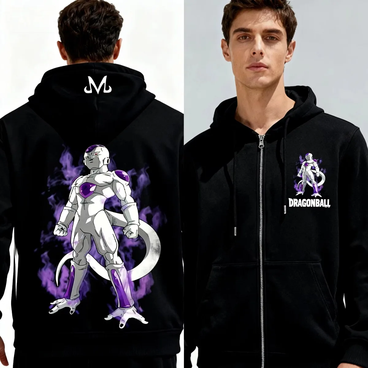 Dragon Ball 2025 Bandai Black Casual Hoodie Jaket Zip Up Katun Pria dengan Grafis Hangat Berlapis untuk Perjalanan Liburan Akhir Pekan.