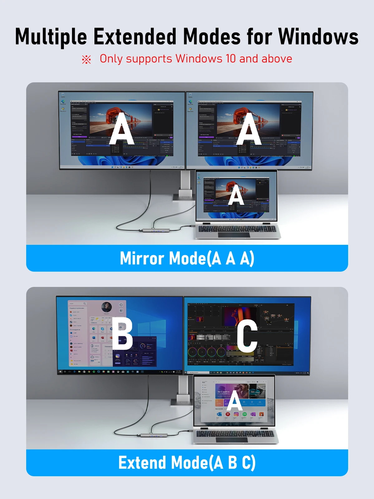 Imagem -05 - Lemorele-hub Usb para Dual Hdmi Docking Station Portas Hub Usb 3.0 Mst tipo c Windows e Macos 4k @ 30hz