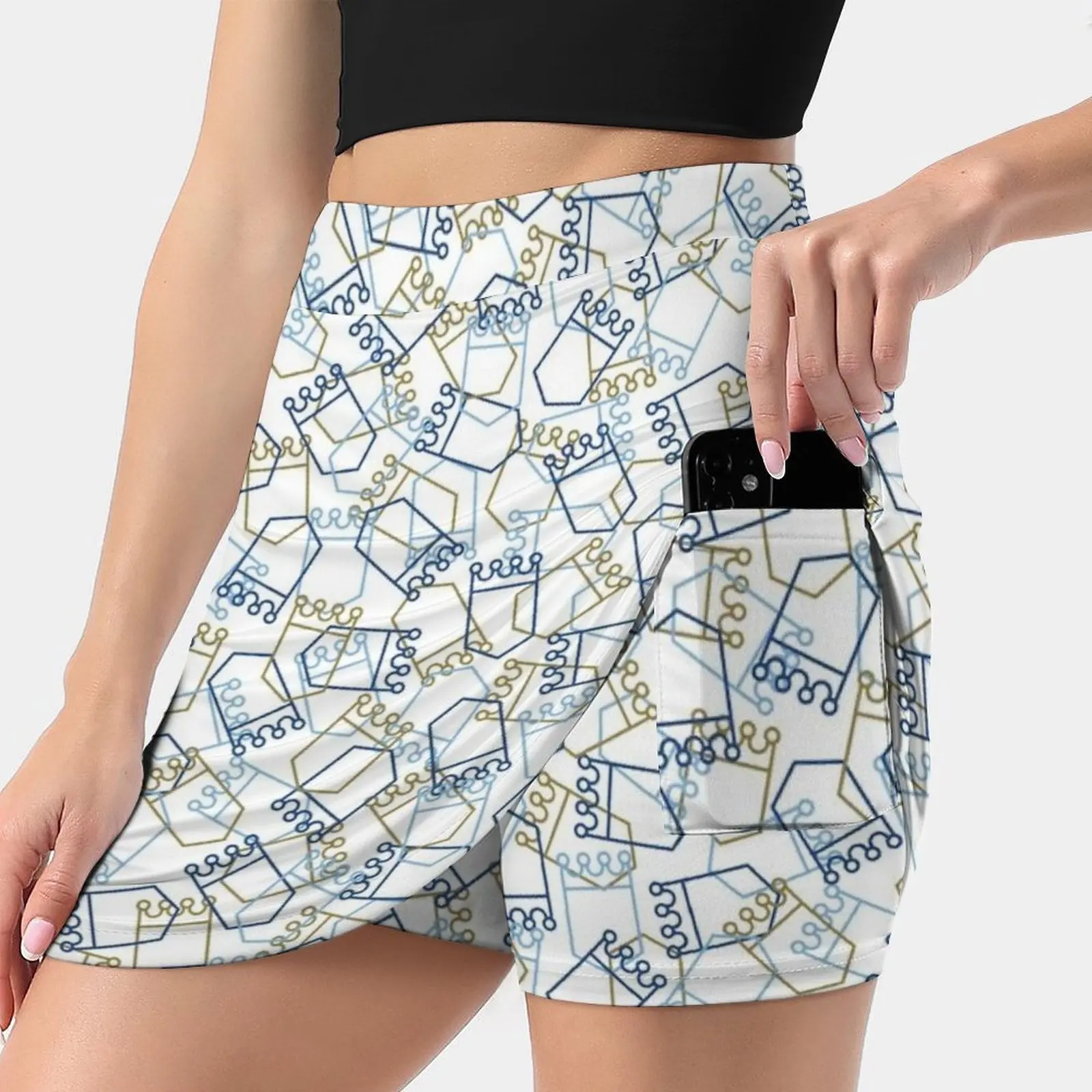 Royals Shield Pattern , White Background Women's skirt Mini Skirts A Line Skirt With Hide Pocket Pattern Royals Kc Royals