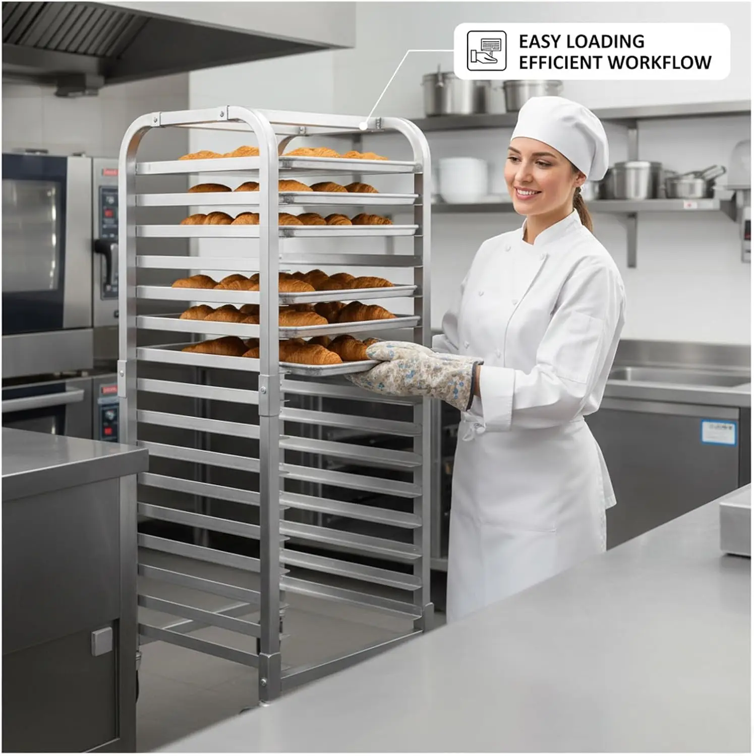 Garvee 20 Tier Aluminum Bun Pan Rack with Wheels 20x26inch Cake Cooling Rack Aluminum Construction Baking Tray Oven Pizza Bread Holder BBQ Shelf Kitchen
