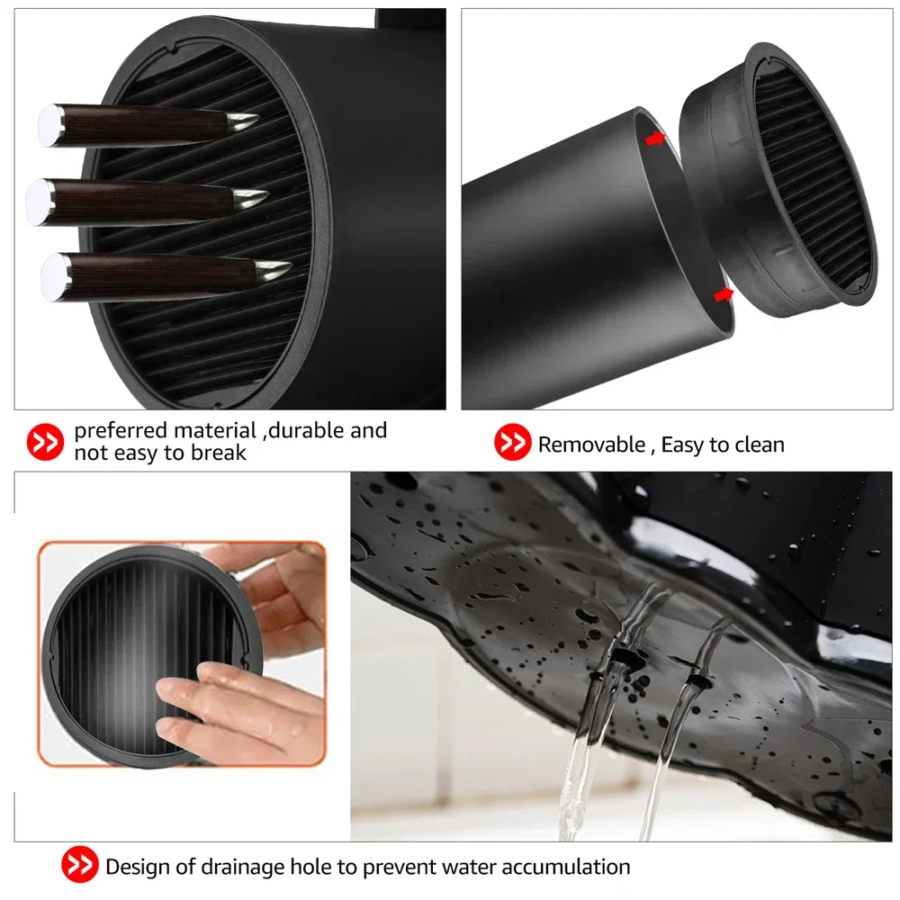 Knife Holder Multi-Function Utensil Stand and Storage Box with Drainer for Flatware, Spoon and Forks
