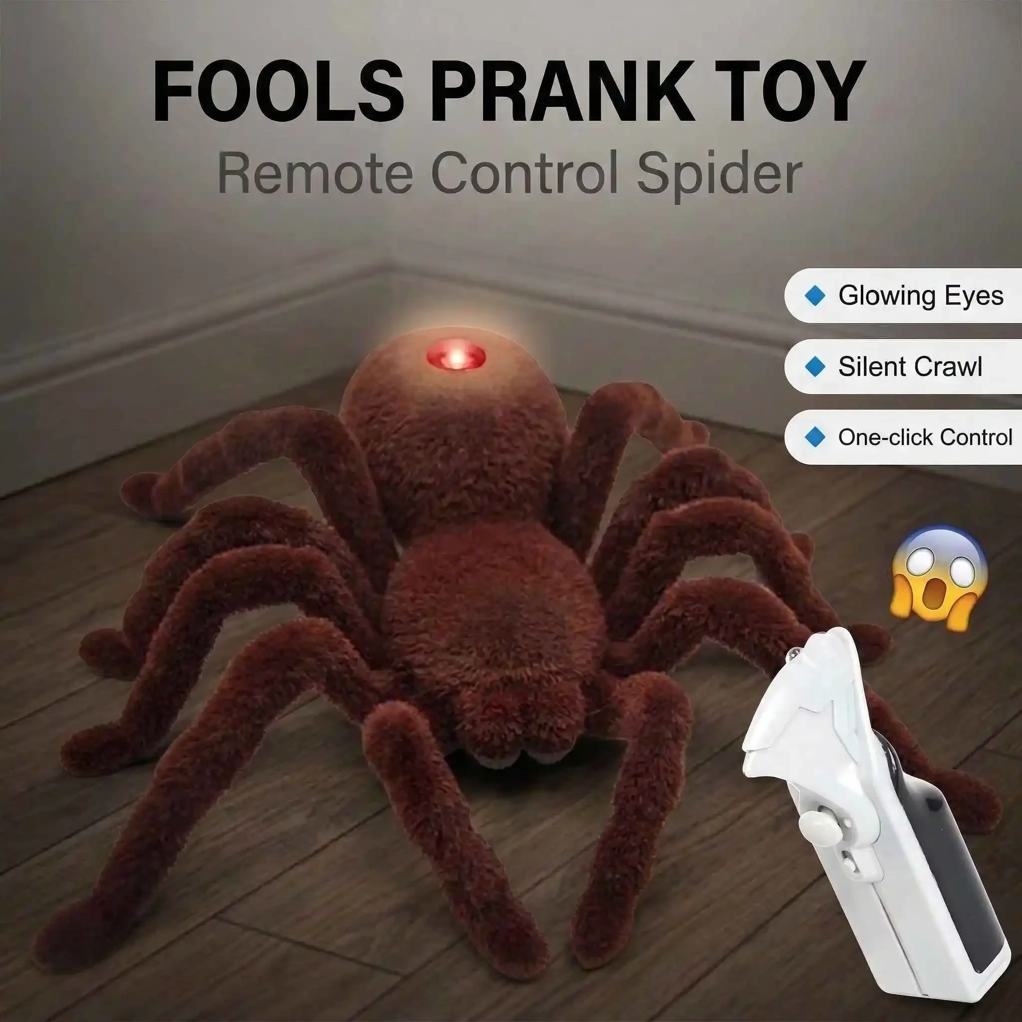 

Realistic Infrared Remote Control Spider Toy, Soft Plush RC Tarantula with Crawling Action,Scary Prank Gifts for Kids Boys Girls