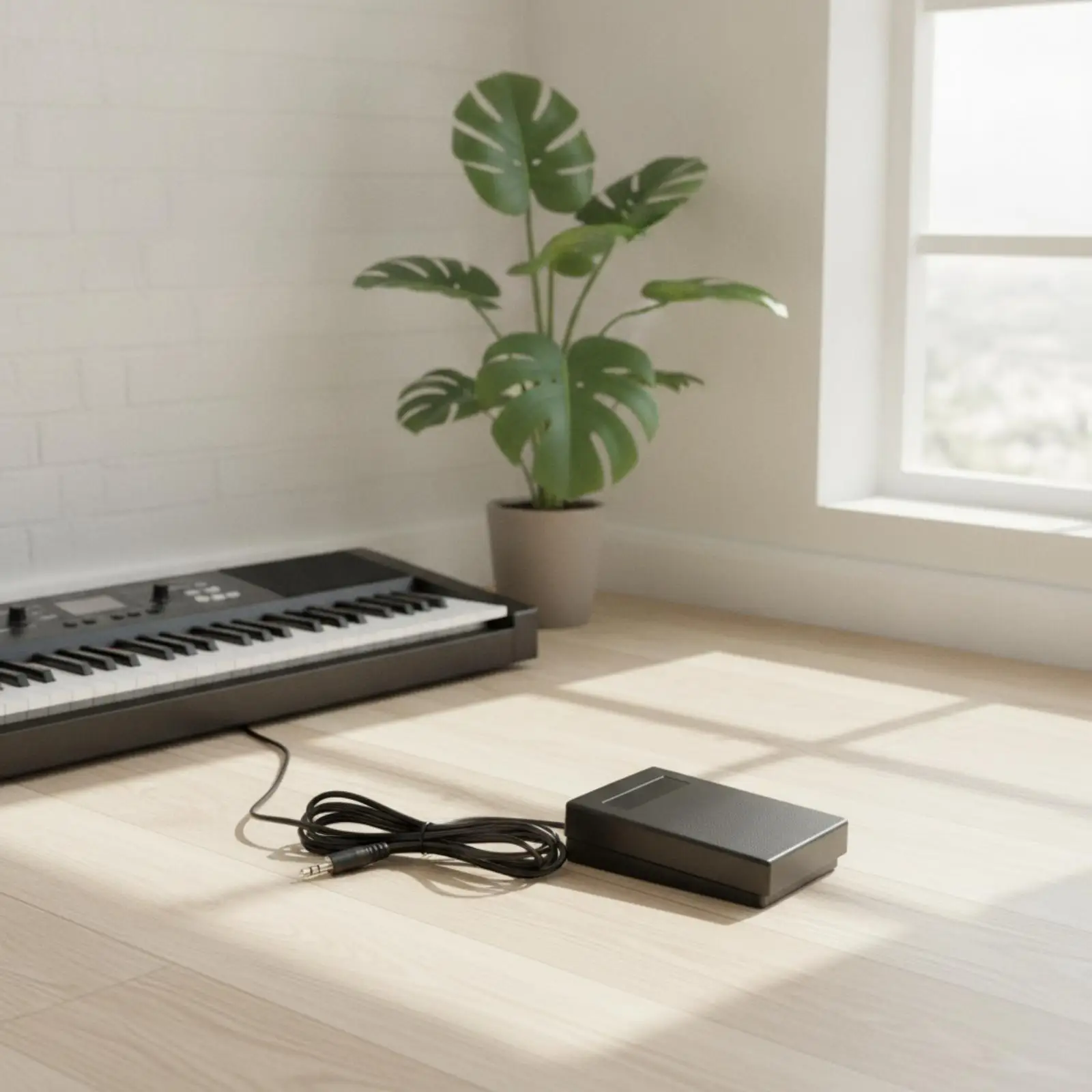 Wired Sustain Foot Pedal for Digital Piano MIDI Controller Keyboard with Rubber Grip Base for Home Studio Use