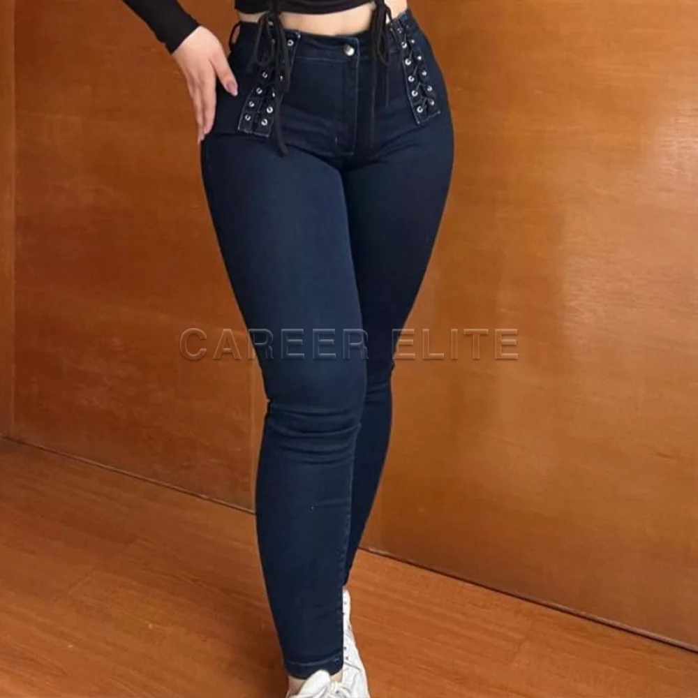 Women\'s High Waist Skinny Vintage Jeans Lady Autumn Winter Streetwear Slim Fit Full Length Pencil Pants Fashion Casual Trousers
