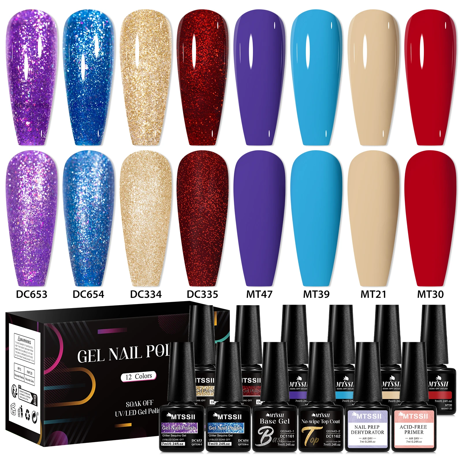 Ensemble de vernis à ongles gel UV semi-continu, ensemble de vernis à ongles, coulée de bonbons, paillettes, série printemps et été, kit de manucure, 12 pièces par ensemble