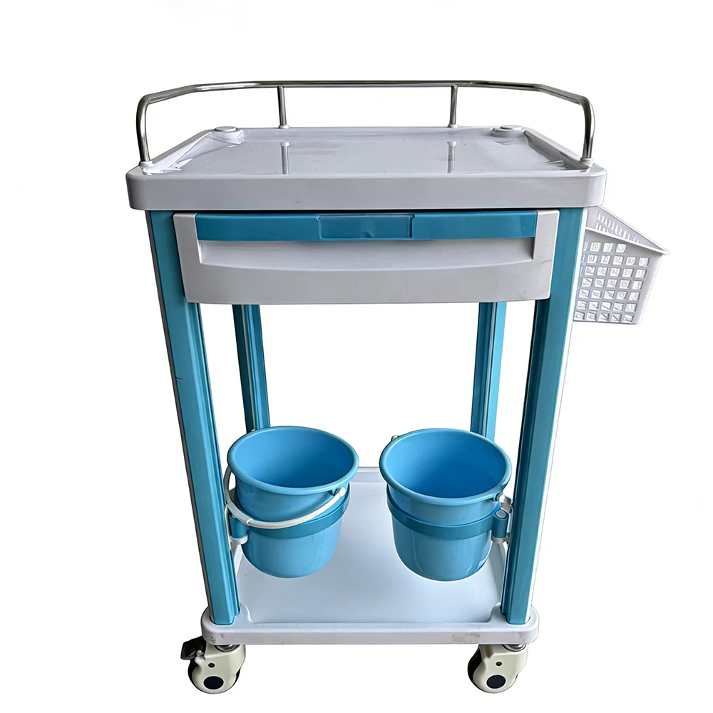 Lightweight ABS Medical Treatment Cart Lockable Drawer Dual-Bin StorageHospital Trolley Waste Bin Holder Silent Casters - view 5