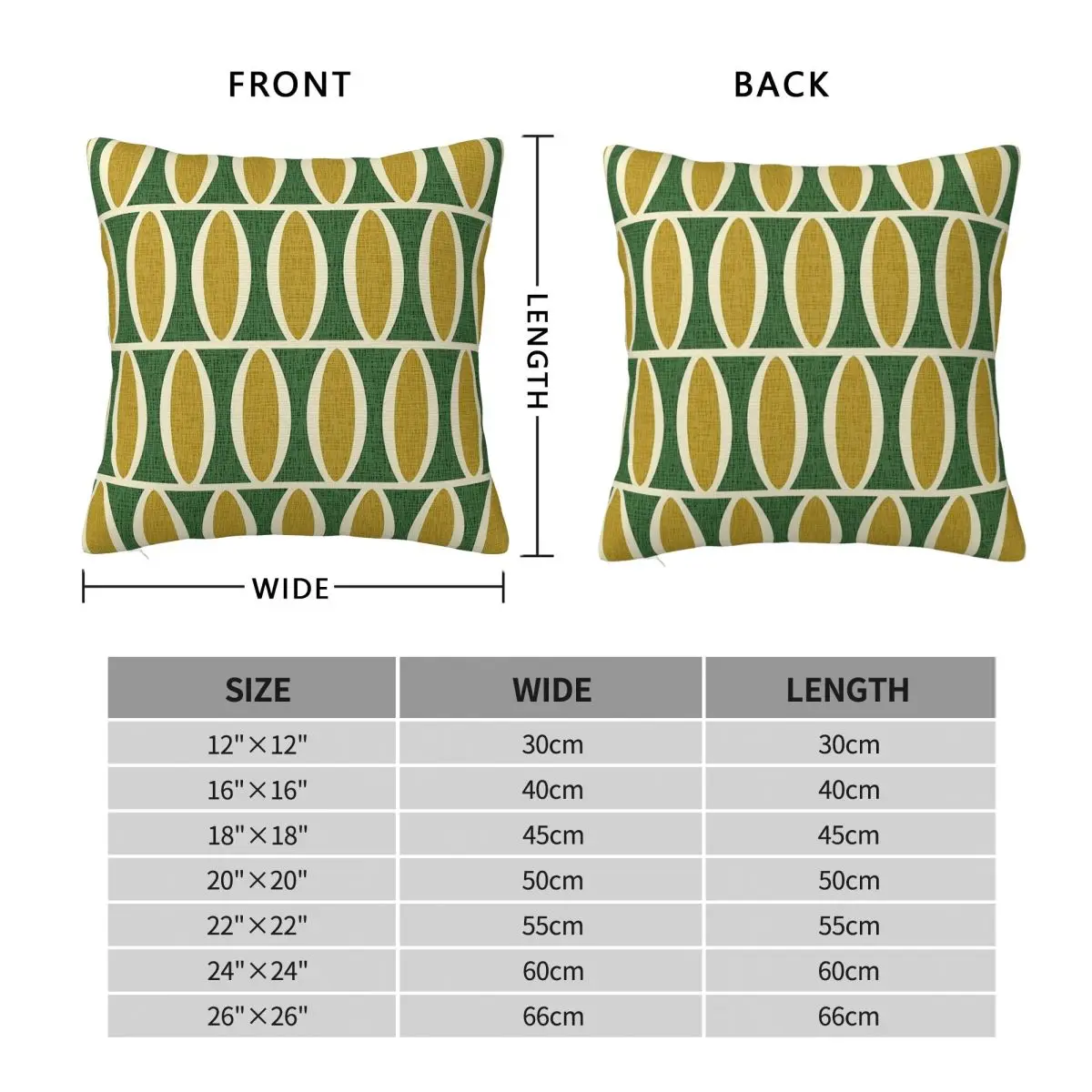 Retro Mid Century Modern Oval Pillowcase Polyester Linen Velvet Printed Zip Decor Sofa Cushion Cover 45x45