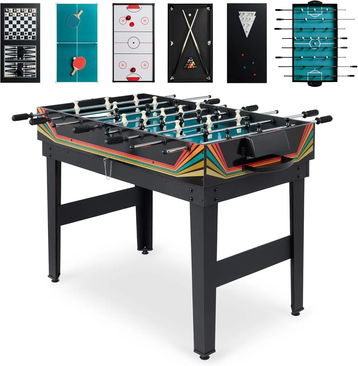 Products 2x4ft 10-in-1 Combo Game Table Set for Home, Game Room, Friends & Family w/Hockey, Foosball, Pool, Shuffleboard, Ping P