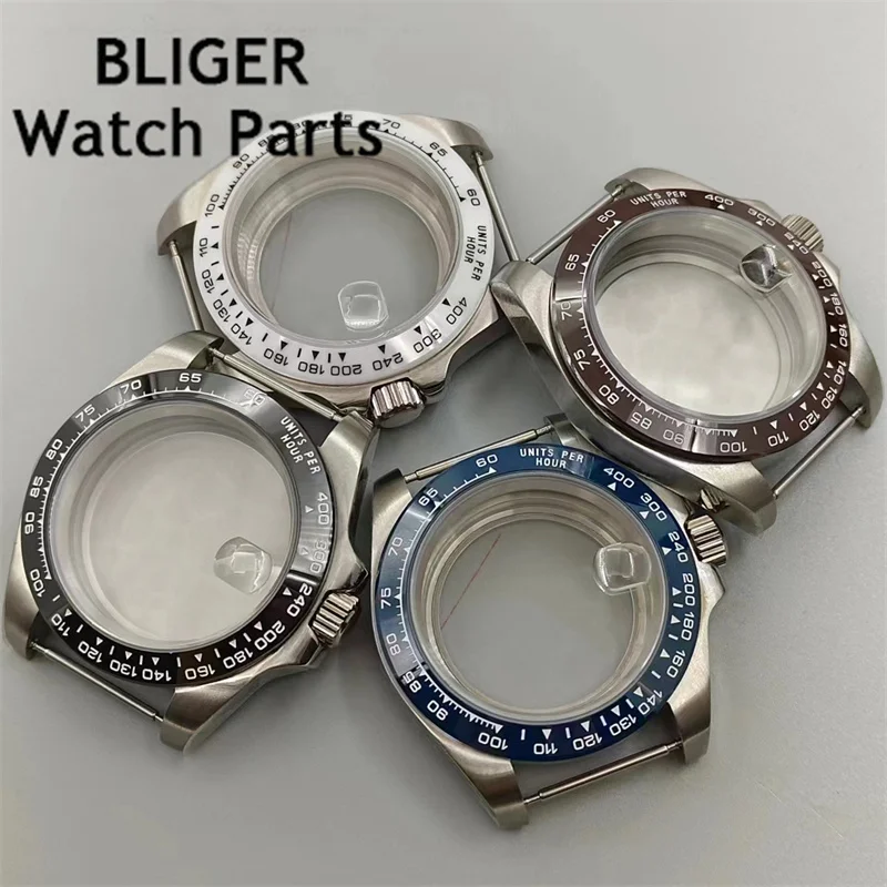 

BLIGER 40mm watch case sapphire glass ceramic bezel fit NH35 NH36 NH34 ETA2824 2836 PT5000 Seagull ST2130 movement