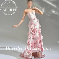 Marrilee Sweetheart Customized Ankle Length 3D Flowers Sleeveless Zipper Back Sweep TrainElegant Party Evening Dresses Woman