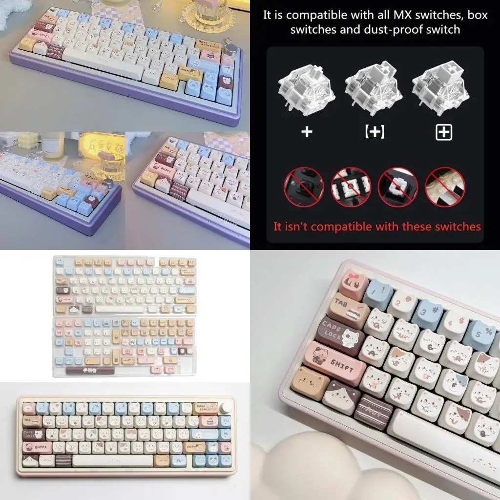 

Y1UB PBT -клавишные клавиши с темами морского соляного котенка Mao Высота Keycap Set 140Keys Keycap